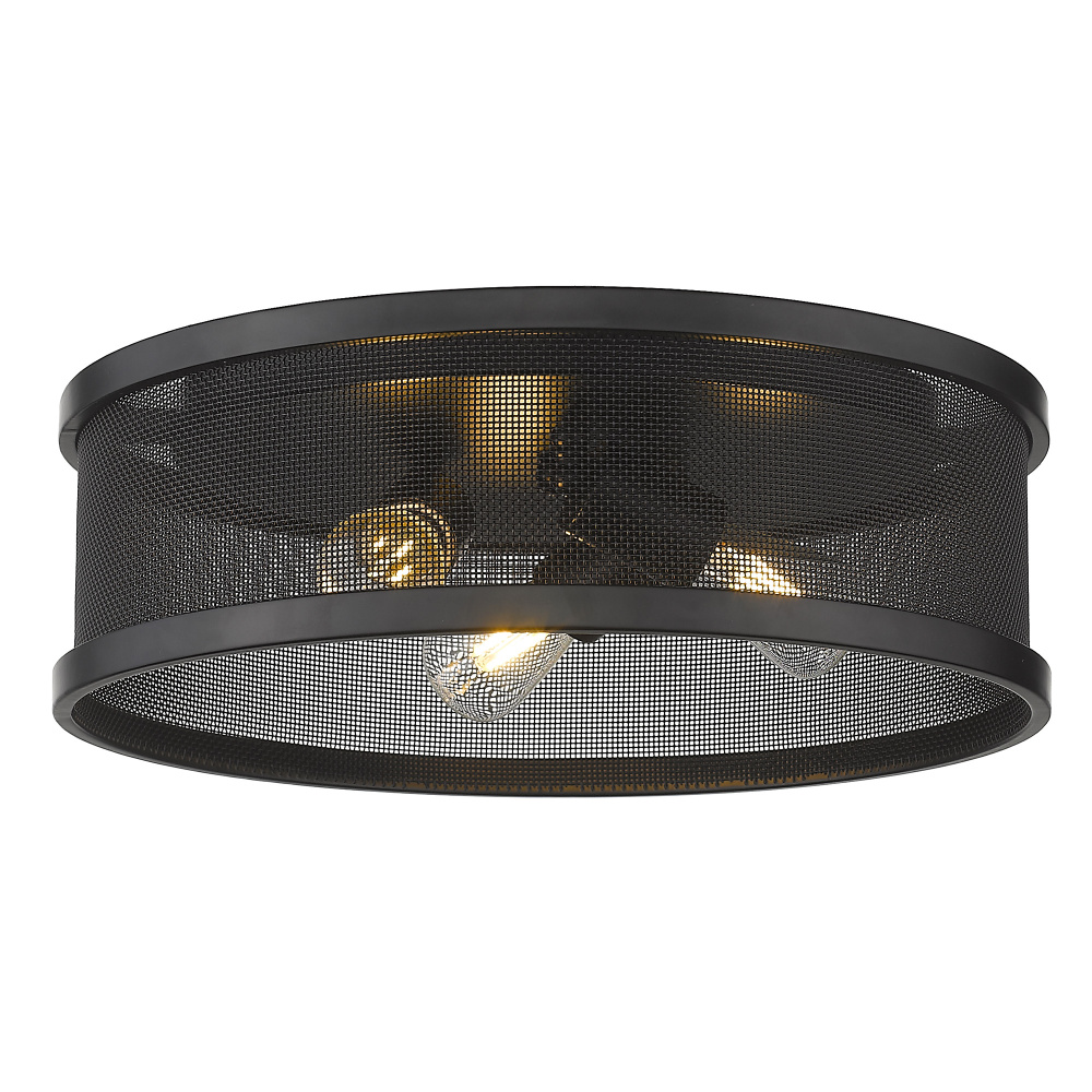 Golden Lighting Channing 3-light Flush Mount in Matte Black